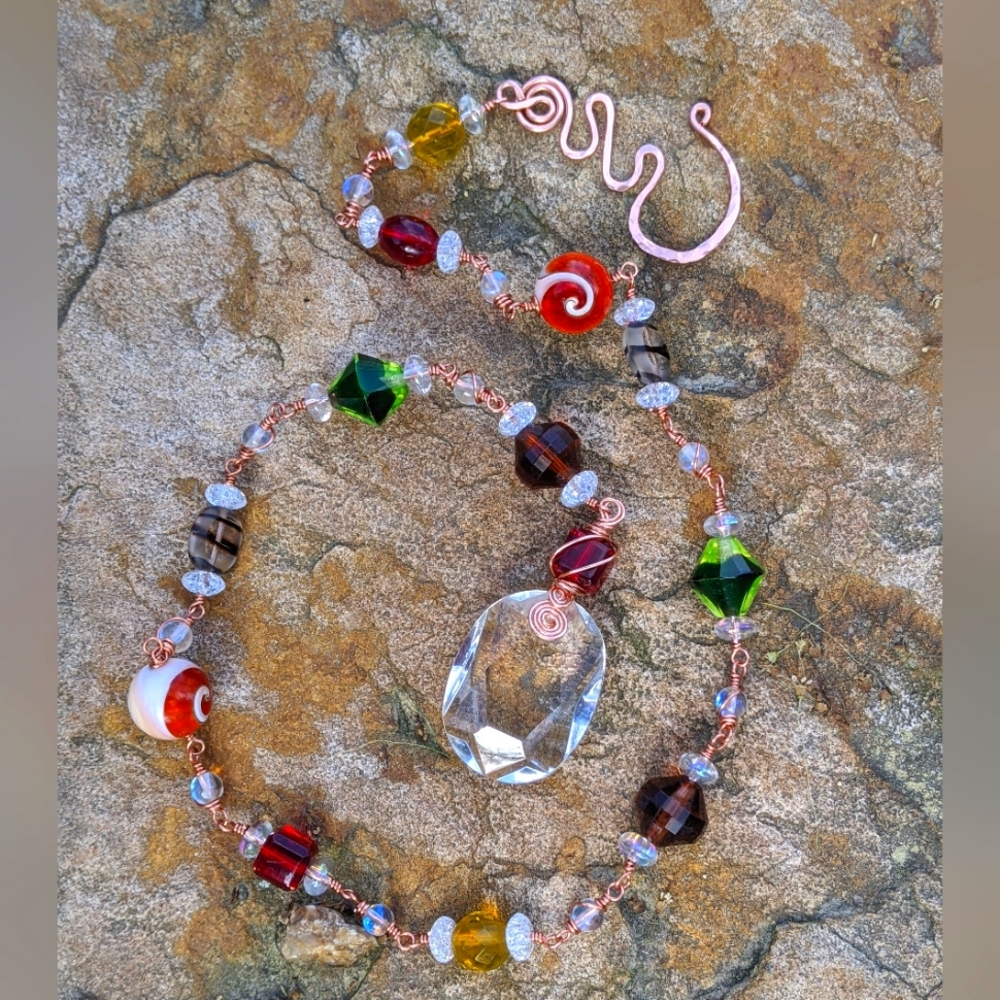 Window Prism Glass Sun Catcher Genuine Copper Wire Wrapped Window Art - Picture 3 of 16